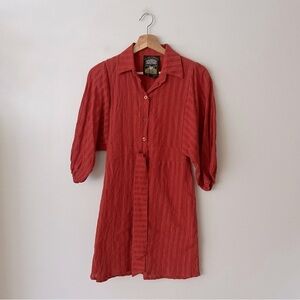 Sugarhigh Lovestoned Metallic Burnt Orange Mini Shirt Dress Women’s Size Small